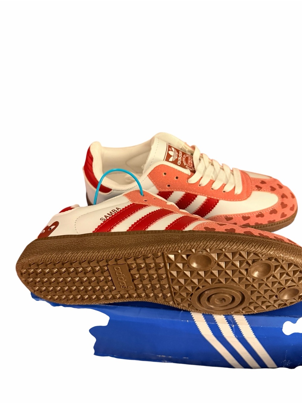 adidas Coral & White Heart-Print Retro Trainers - Picture 4 of 4